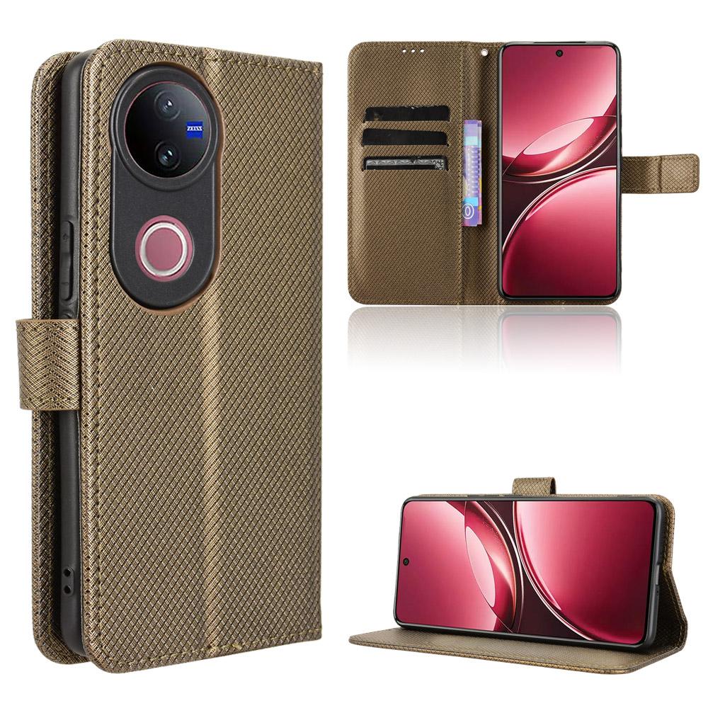 For vivo V50 5G Diamond Texture Leather Phone Case(Brown)