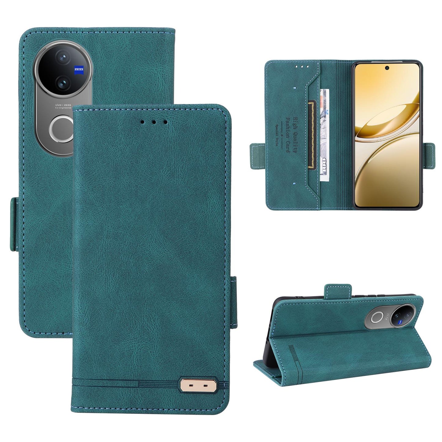 For vivo V50 5G Magnetic Clasp Leather Phone Case(Green)