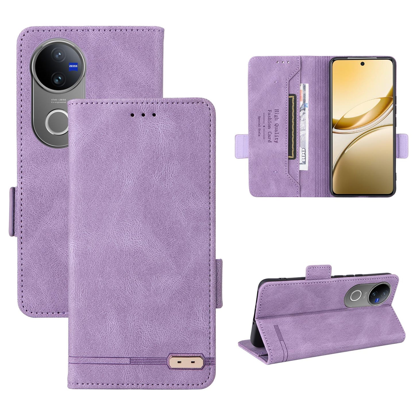 For vivo V50 5G Magnetic Clasp Leather Phone Case(Purple)