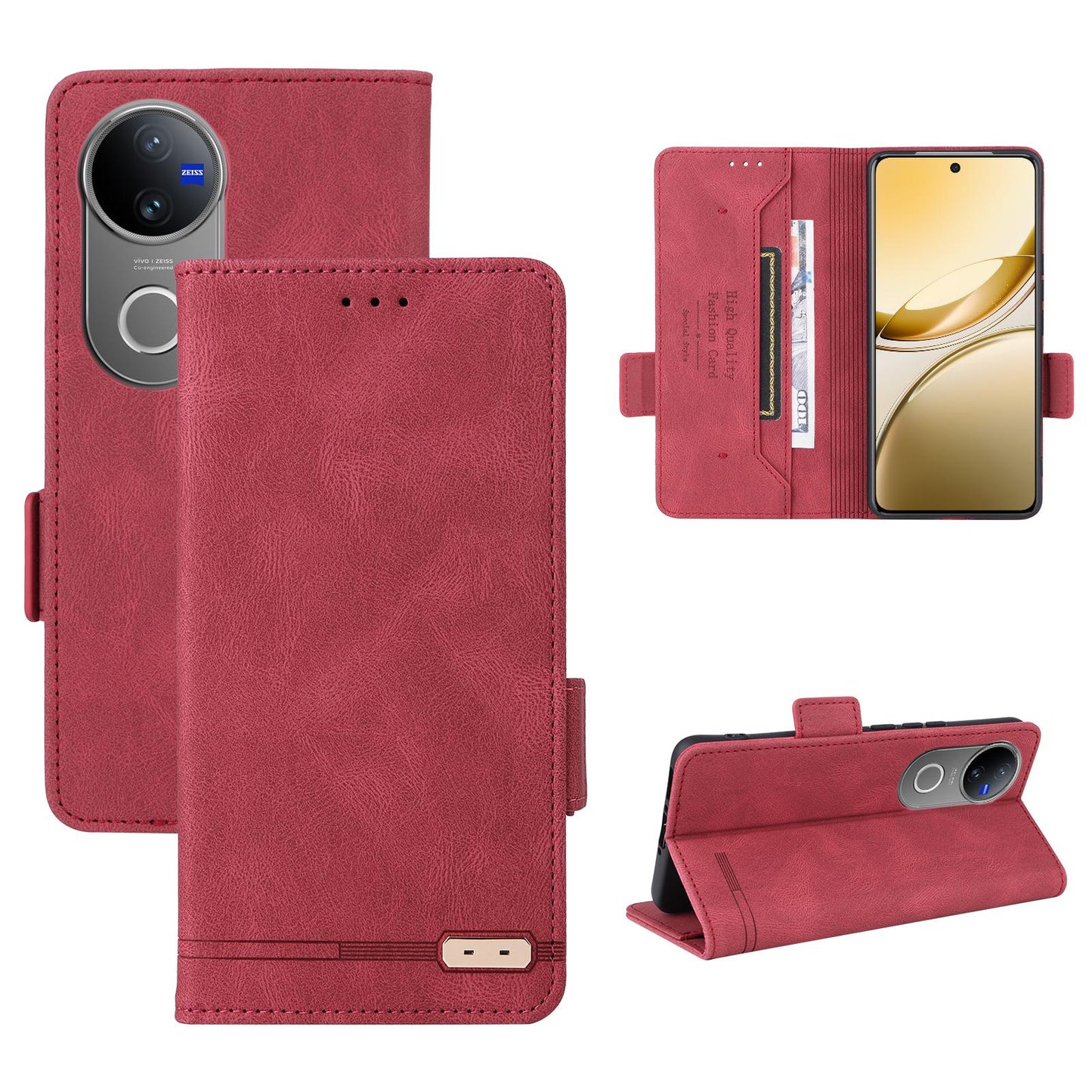 For vivo V50 5G Magnetic Clasp Leather Phone Case(Red)