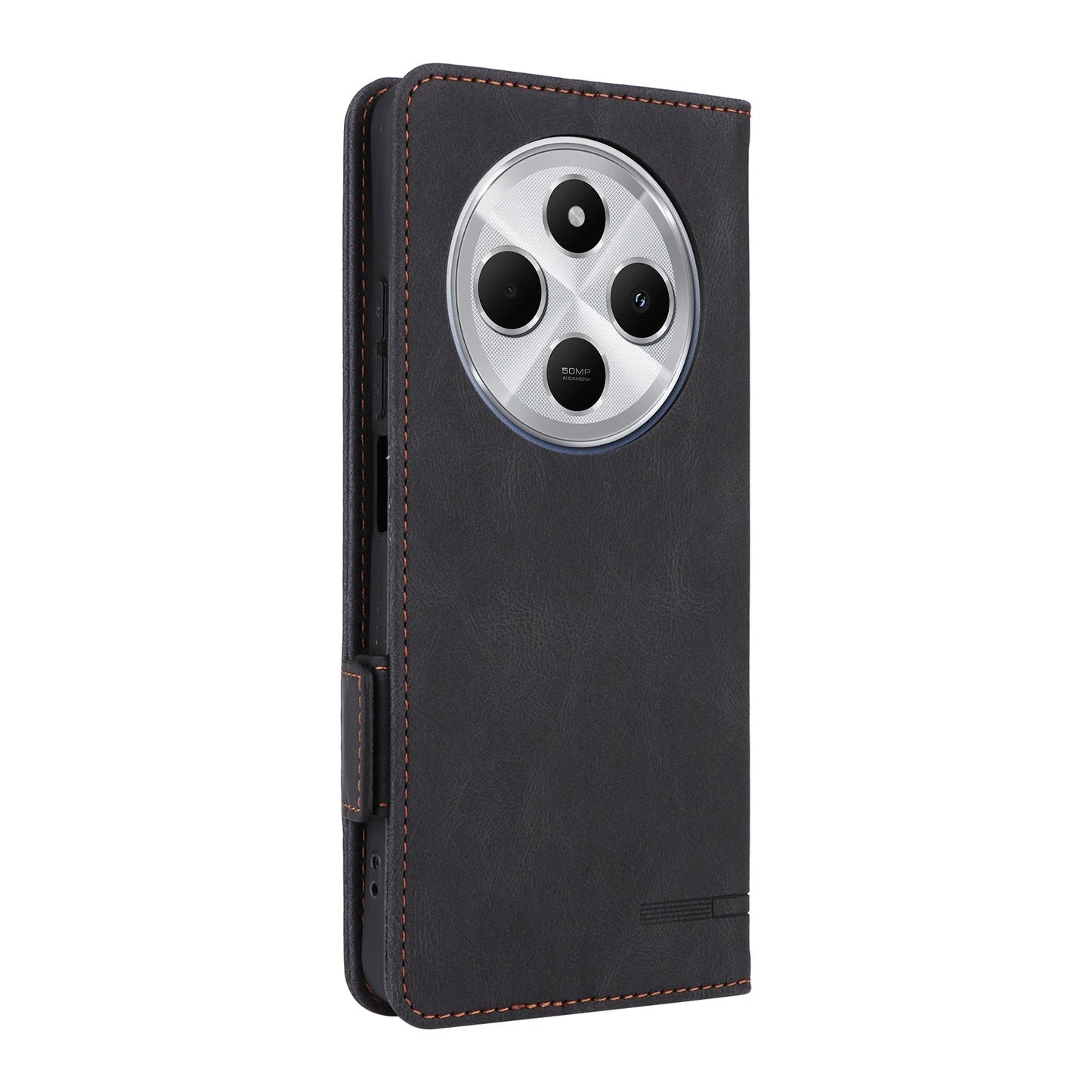 For Redmi 14C Magnetic Clasp Leather Phone Case(Black)