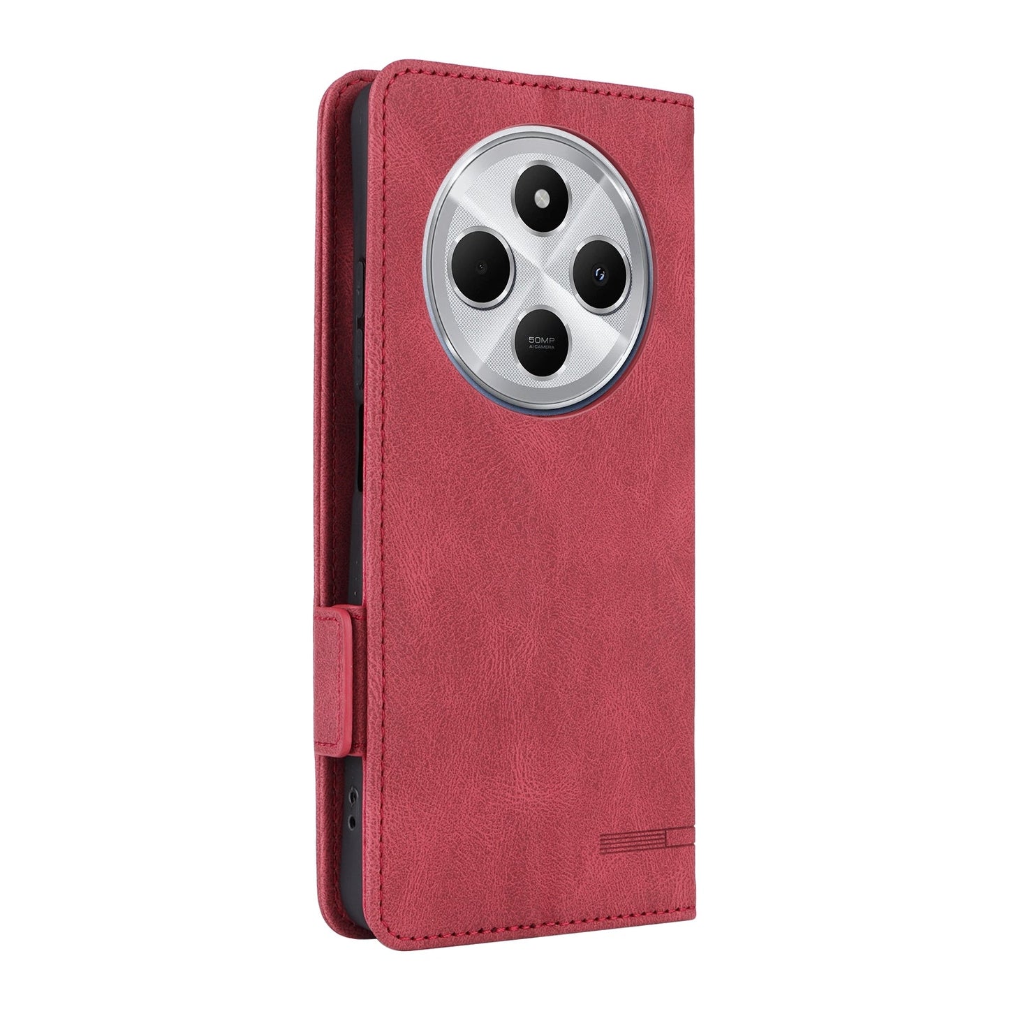For Redmi 14C Magnetic Clasp Leather Phone Case(Red)