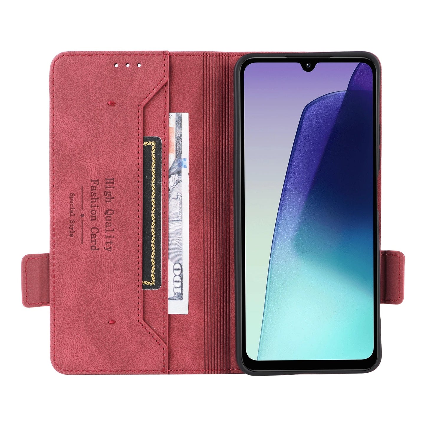 For Redmi 14C Magnetic Clasp Leather Phone Case(Red)