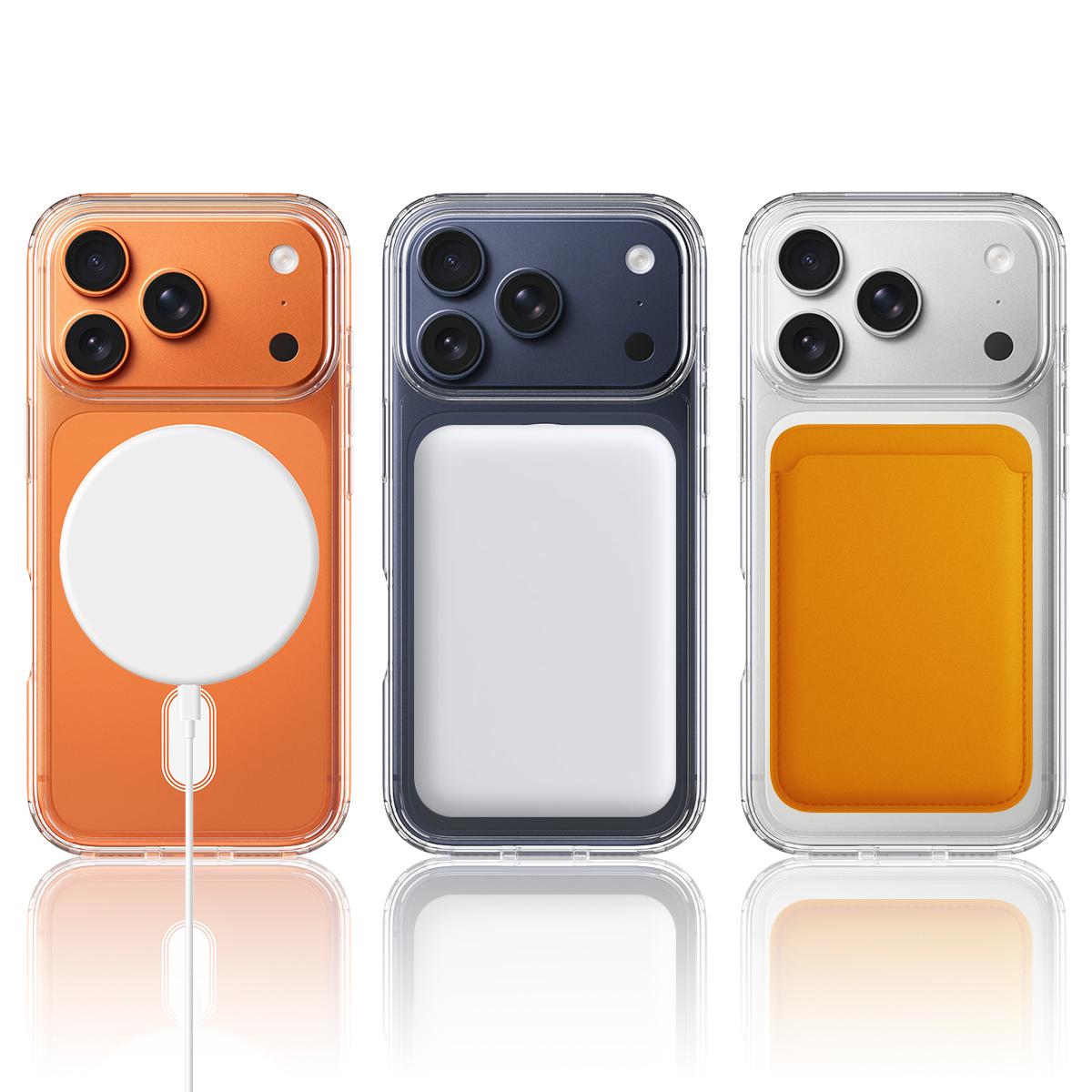 Compatible with iPhone 18 Pro Max C-type MagSafe Clear Acrylic PC Dual-Layer TPU Phone Case - Transparent