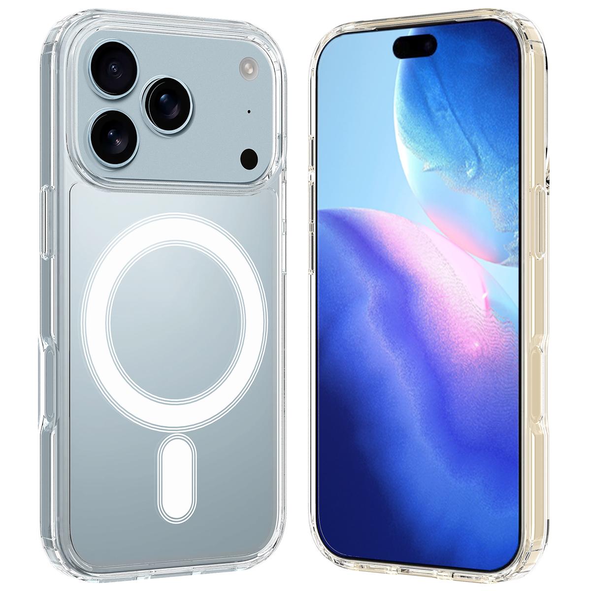 Compatible with iPhone 18 Pro Max MagSafe Clear Acrylic PC Dual-Layer TPU Phone Case - Transparent