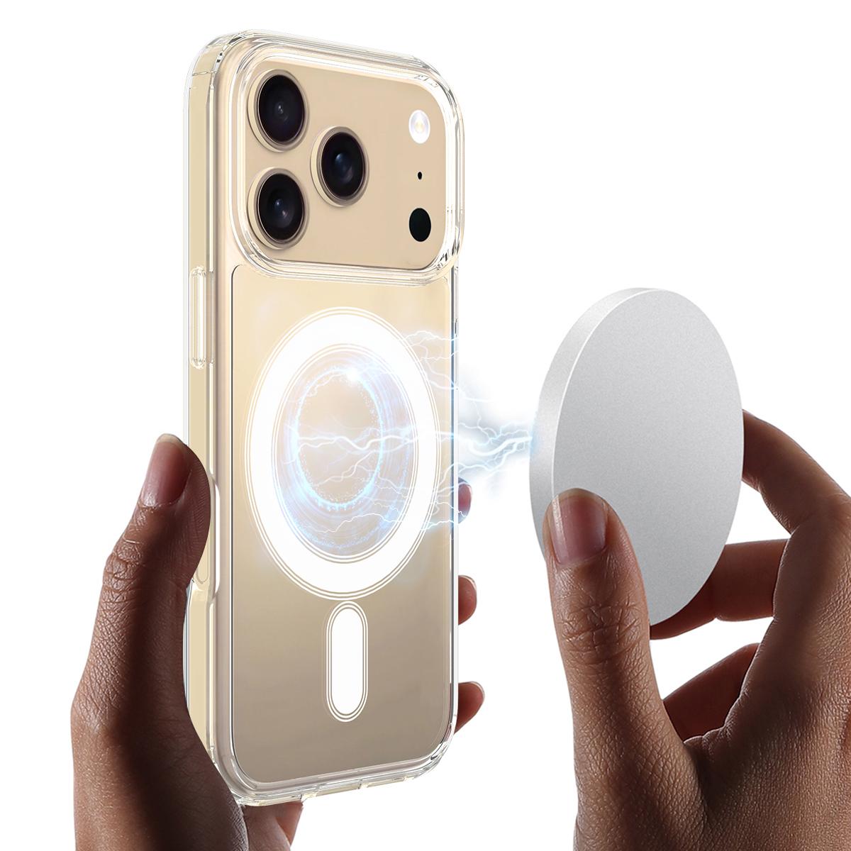 Compatible with iPhone 18 Pro Max MagSafe Clear Acrylic PC Dual-Layer TPU Phone Case - Transparent