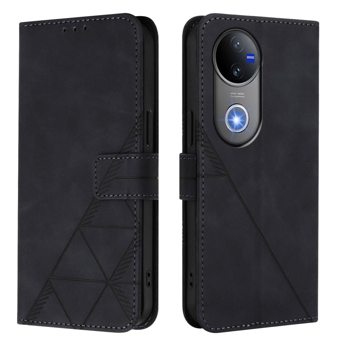 For vivo V50 Global Crossbody 3D Embossed Flip Leather Phone Case(Black)