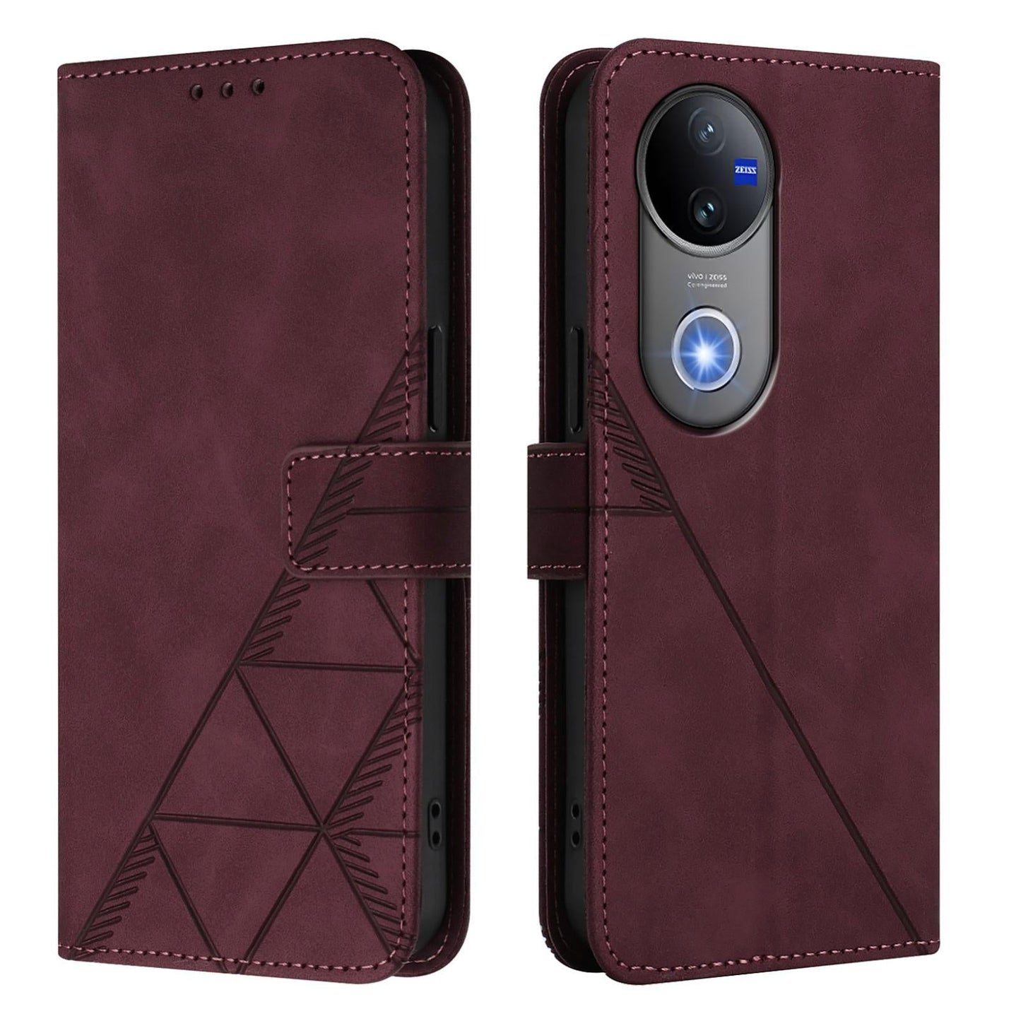 For vivo V50 Global Crossbody 3D Embossed Flip Leather Phone Case(Wine Red)