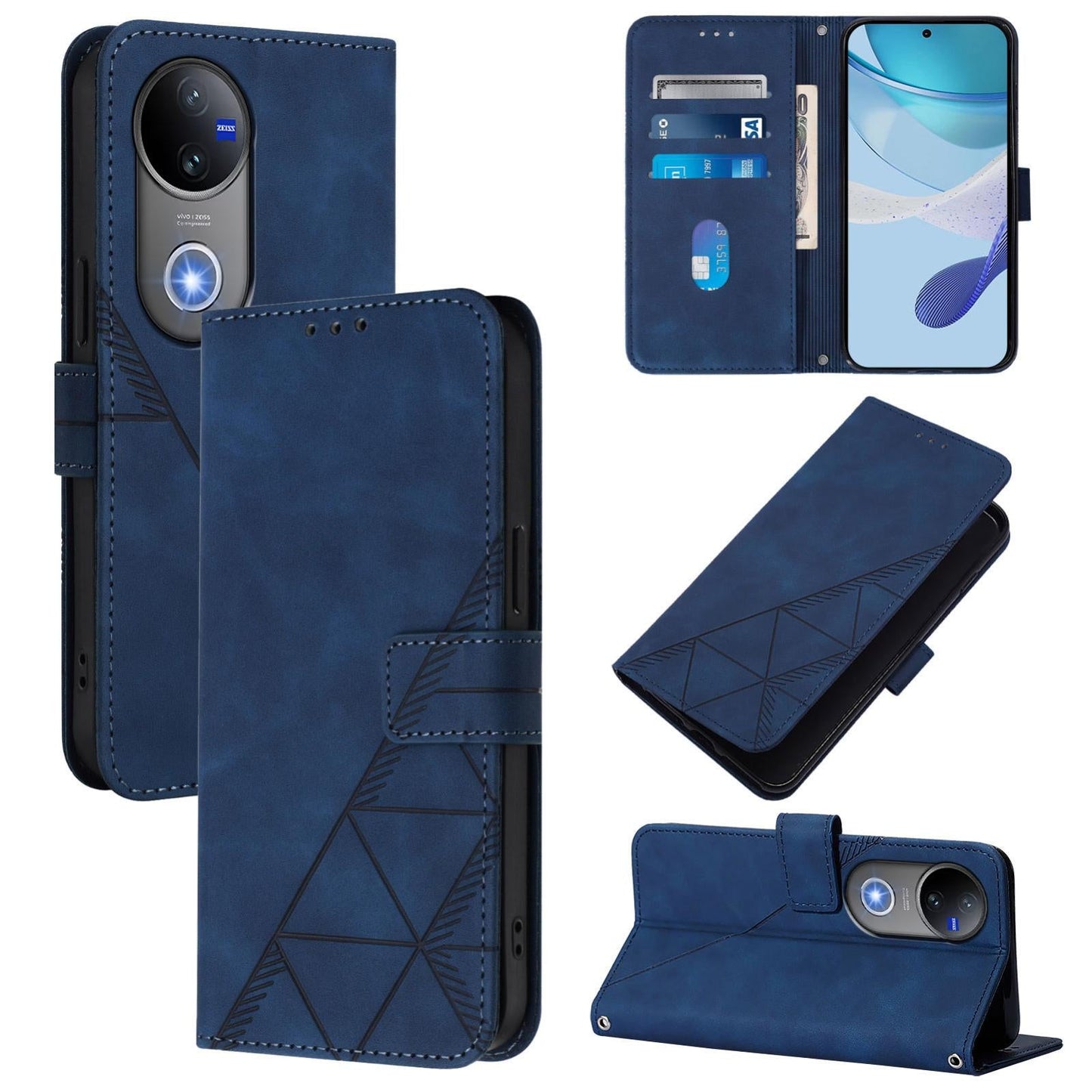 For vivo V50 Global Crossbody 3D Embossed Flip Leather Phone Case(Blue)