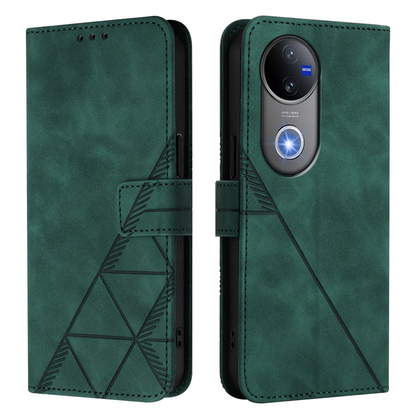For vivo V50 Global Crossbody 3D Embossed Flip Leather Phone Case(Green)