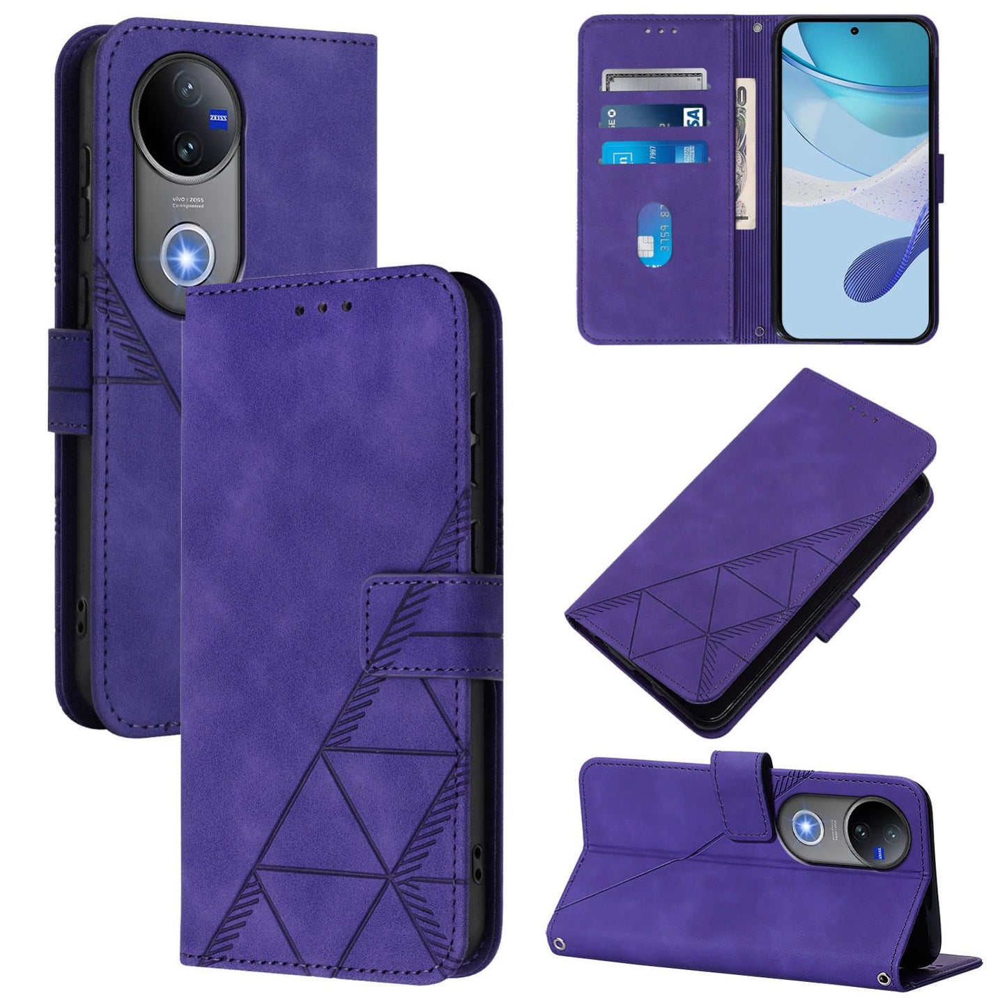 For vivo V50 Global Crossbody 3D Embossed Flip Leather Phone Case(Purple)