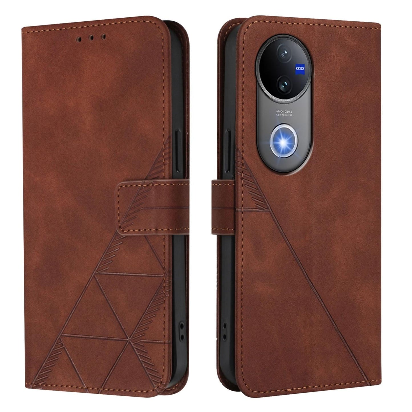 For vivo V50 Global Crossbody 3D Embossed Flip Leather Phone Case(Brown)