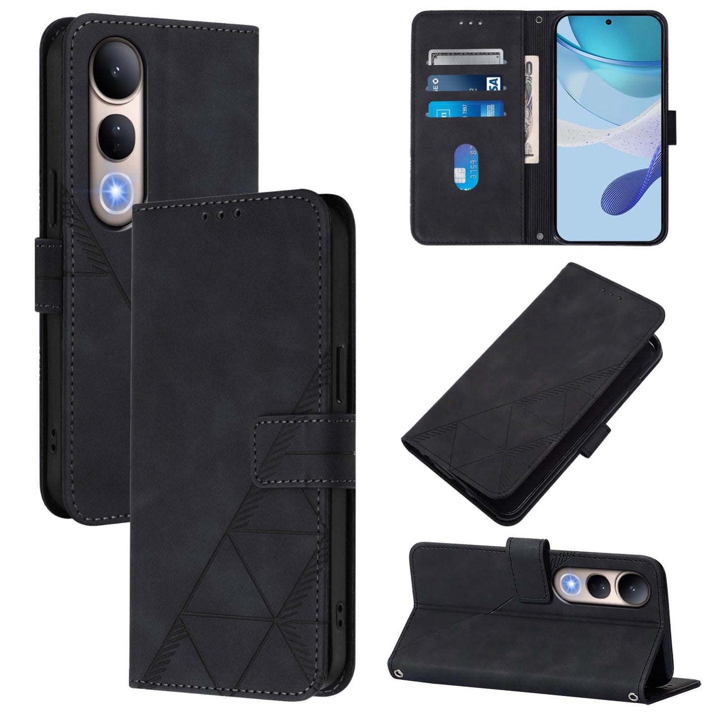 For vivo V50 Lite 5G Crossbody 3D Embossed Flip Leather Phone Case(Black)