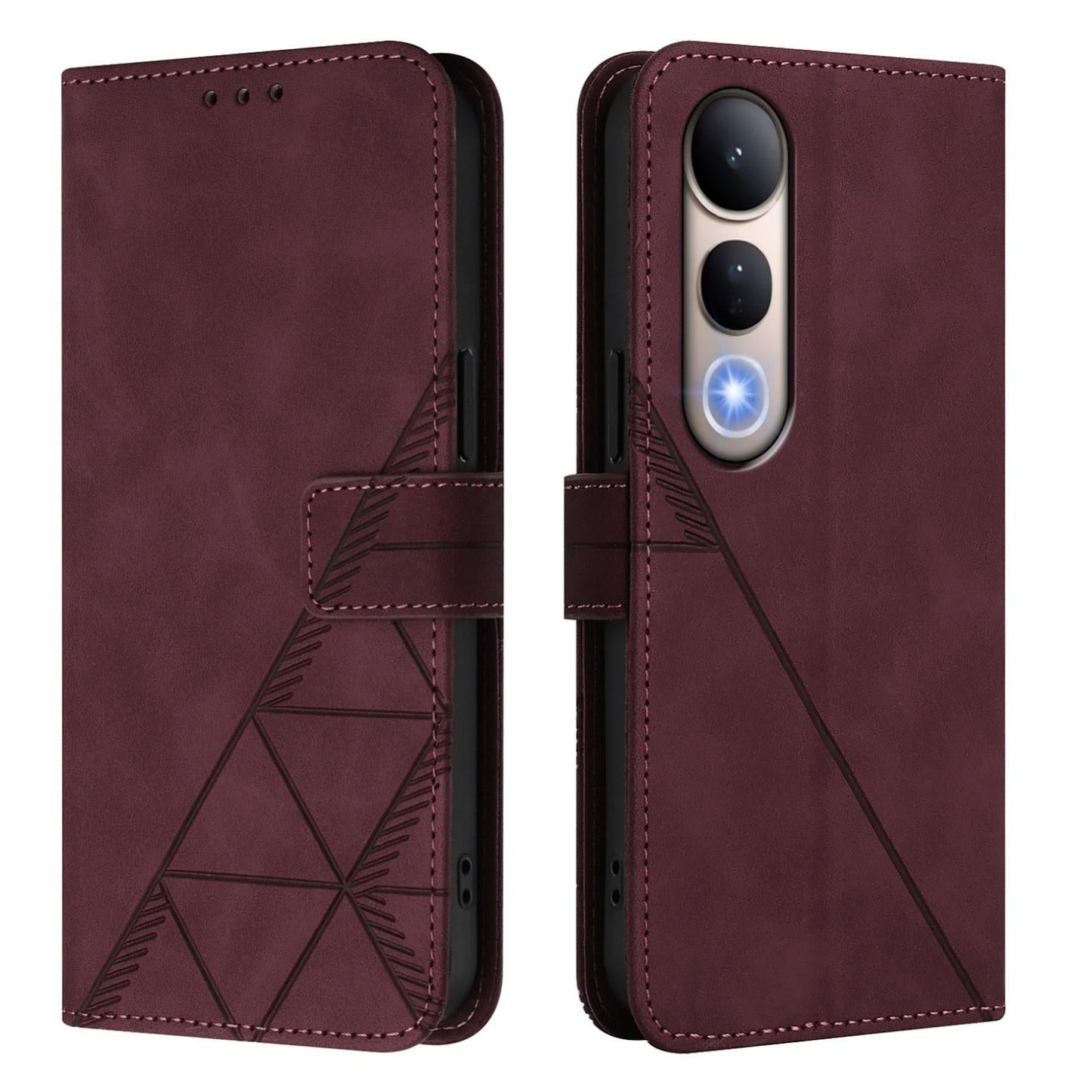 For vivo V50 Lite 5G Crossbody 3D Embossed Flip Leather Phone Case(Wine Red)