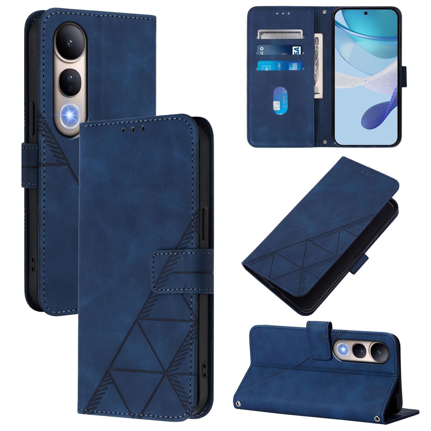 For vivo V50 Lite 5G Crossbody 3D Embossed Flip Leather Phone Case(Blue)