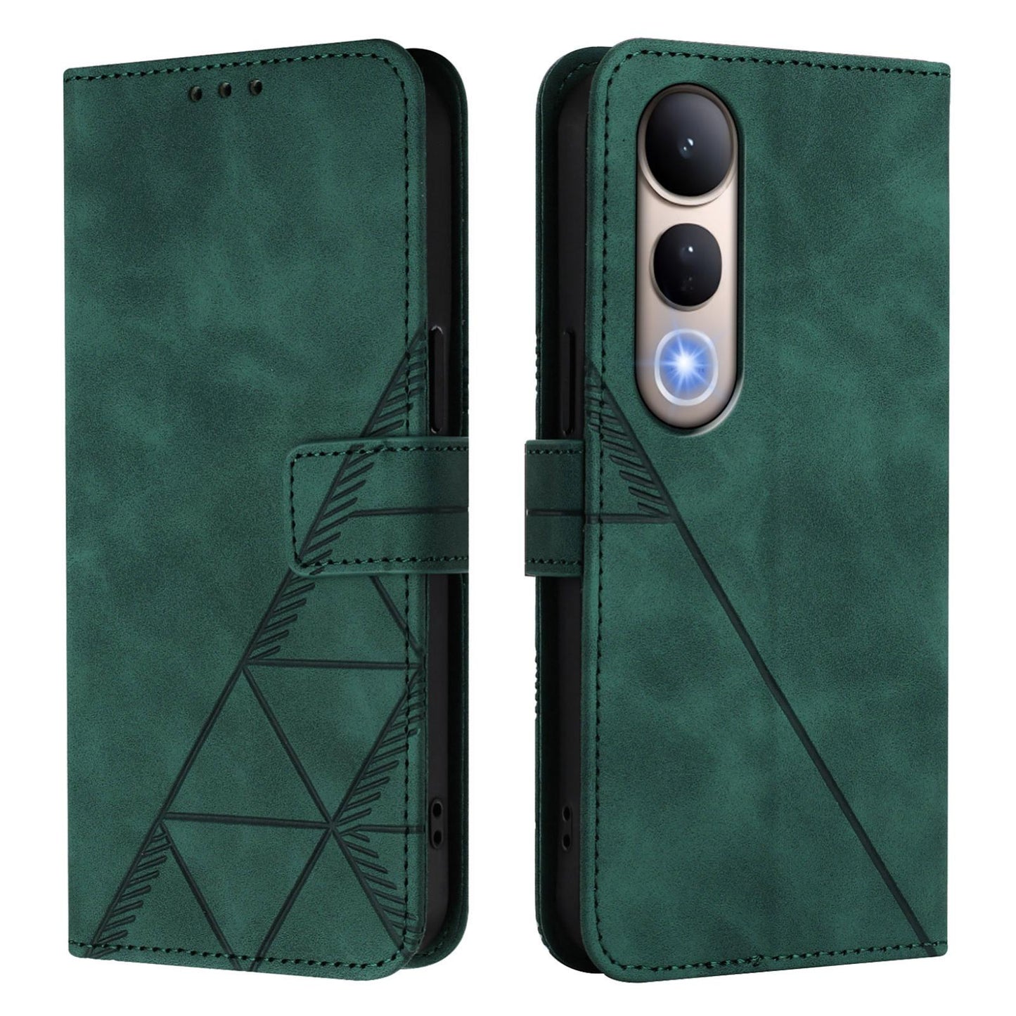 For vivo V50 Lite 5G Crossbody 3D Embossed Flip Leather Phone Case(Green)