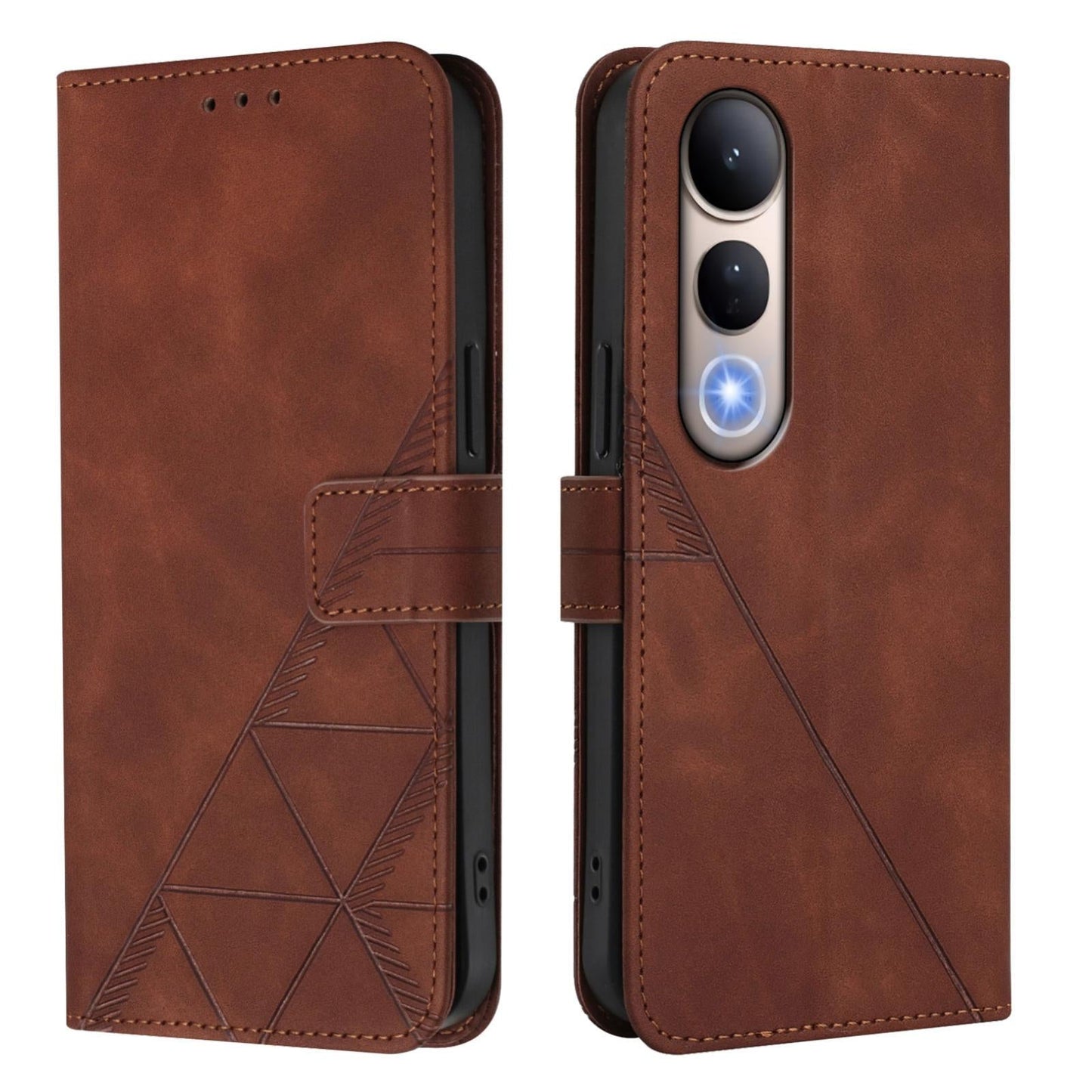 For vivo V50 Lite 5G Crossbody 3D Embossed Flip Leather Phone Case(Brown)
