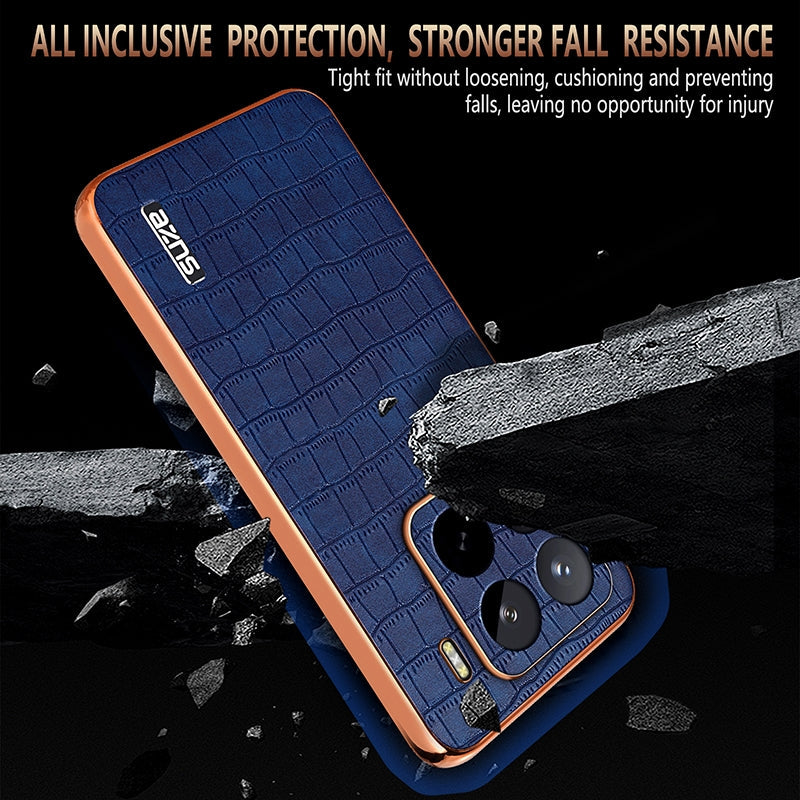 For Xiaomi 15 Pro AZNS Electroplated Frame Crocodile Texture Full Coverage Phone Case(Black)