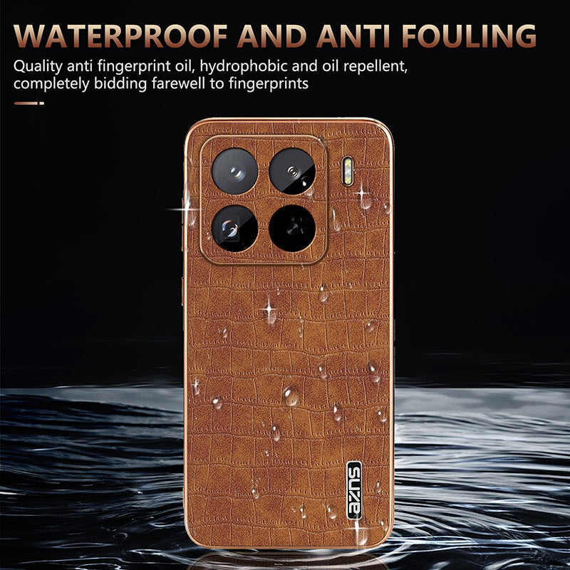 For Xiaomi 15 Pro AZNS Electroplated Frame Crocodile Texture Full Coverage Phone Case(Black)