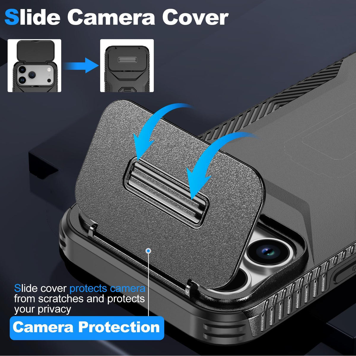Compatible with iPhone 18 Pro Max Sliding Camshield Phone Case - Black