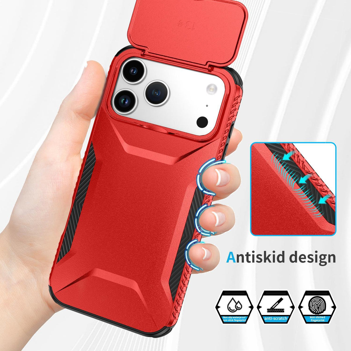 Compatible with iPhone 18 Pro Max Sliding Camshield Phone Case - Red