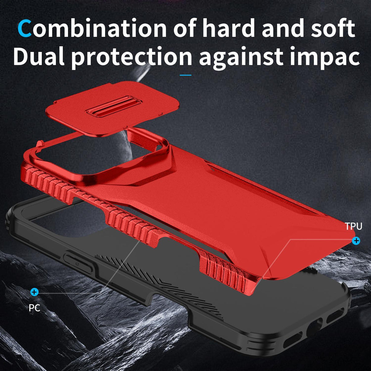 Compatible with iPhone 18 Pro Max Sliding Camshield Phone Case - Red