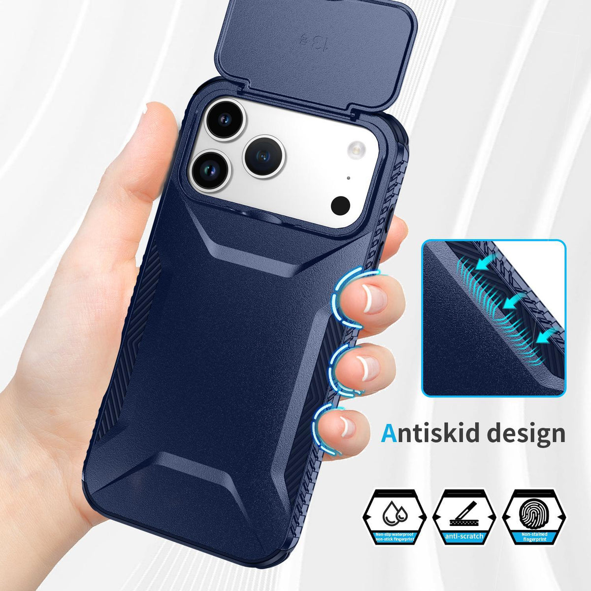 Compatible with iPhone 18 Pro Max Sliding Camshield Phone Case - Blue