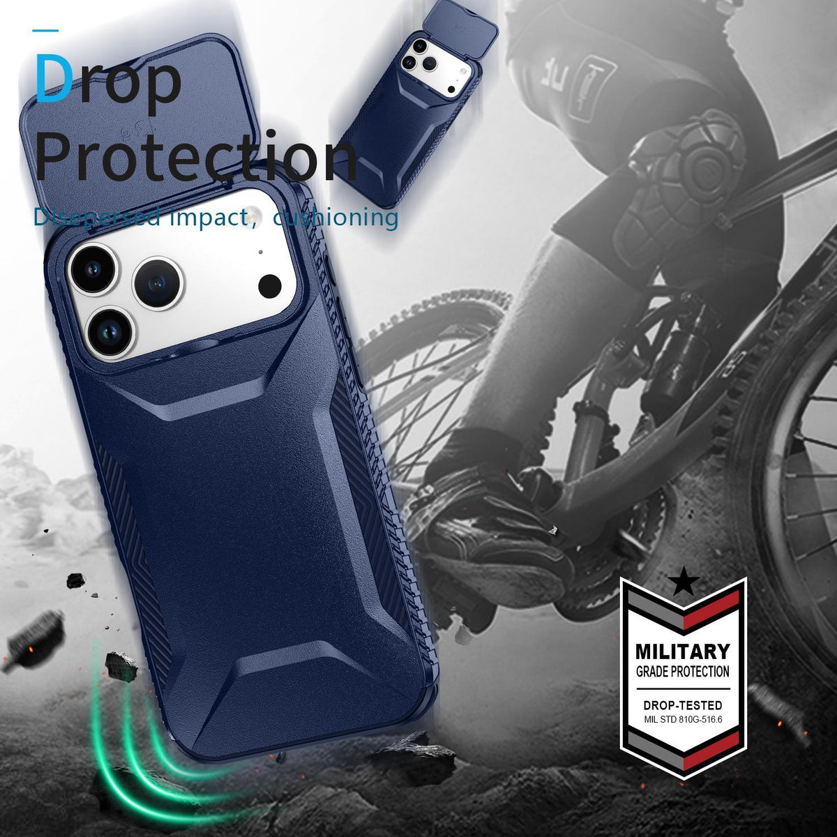 Compatible with iPhone 18 Pro Max Sliding Camshield Phone Case - Blue