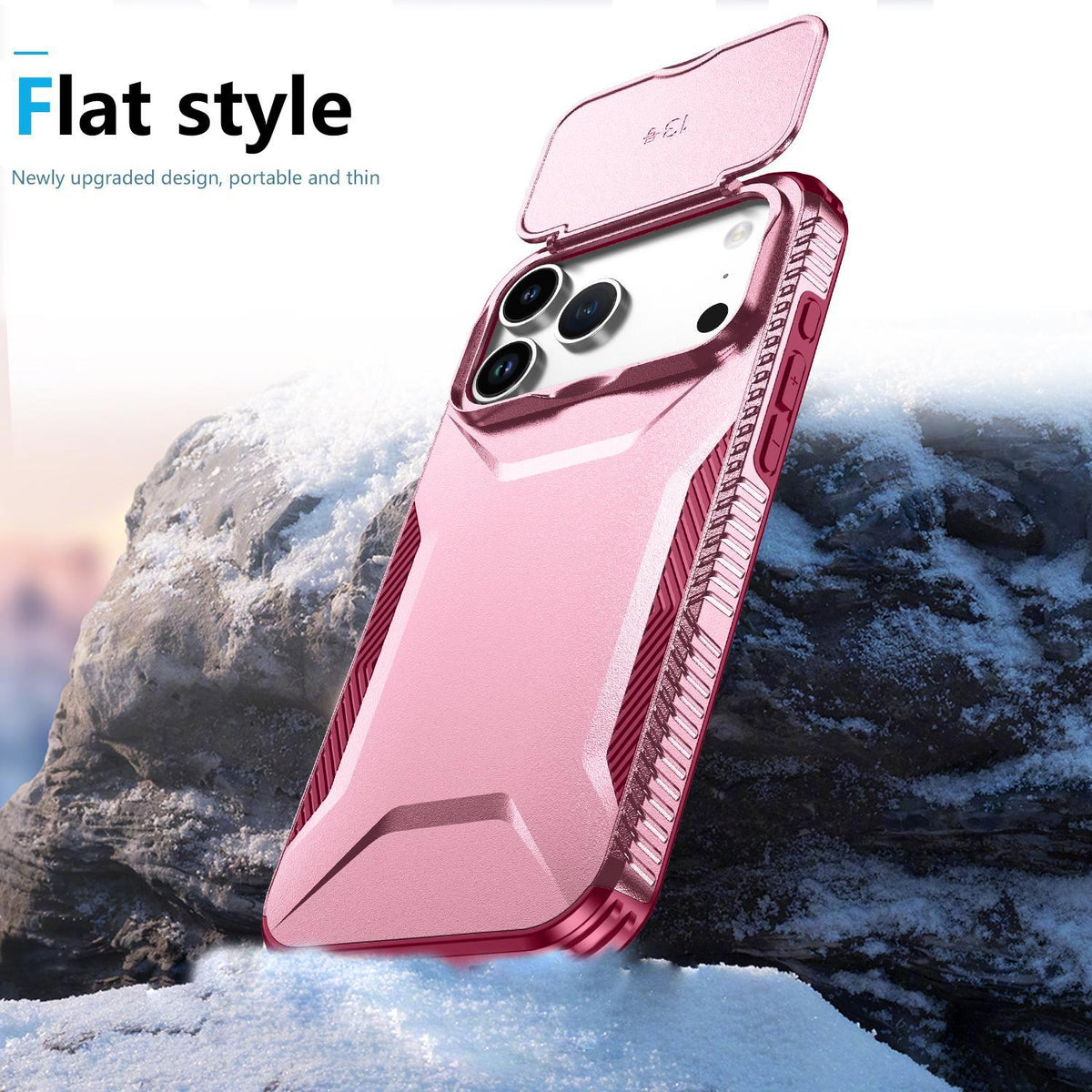 Compatible with iPhone 18 Pro Sliding Camshield Phone Case - Pink + Rose Red