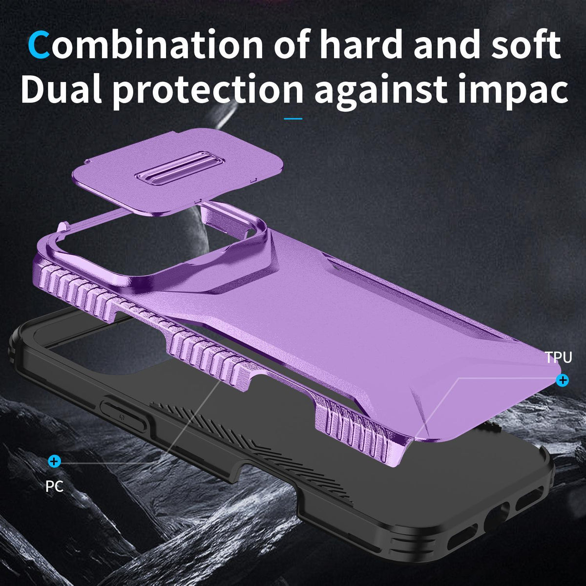 Compatible with iPhone 18 Pro Sliding Camshield Phone Case - Purple