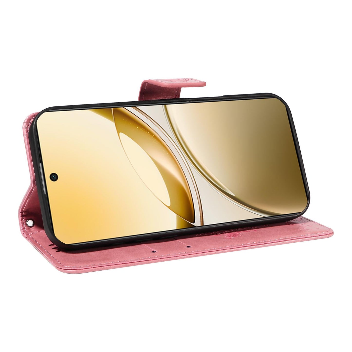 For vivo V50 5G Global Tree & Cat Embossed Pattern Flip Leather Phone Case(Pink)