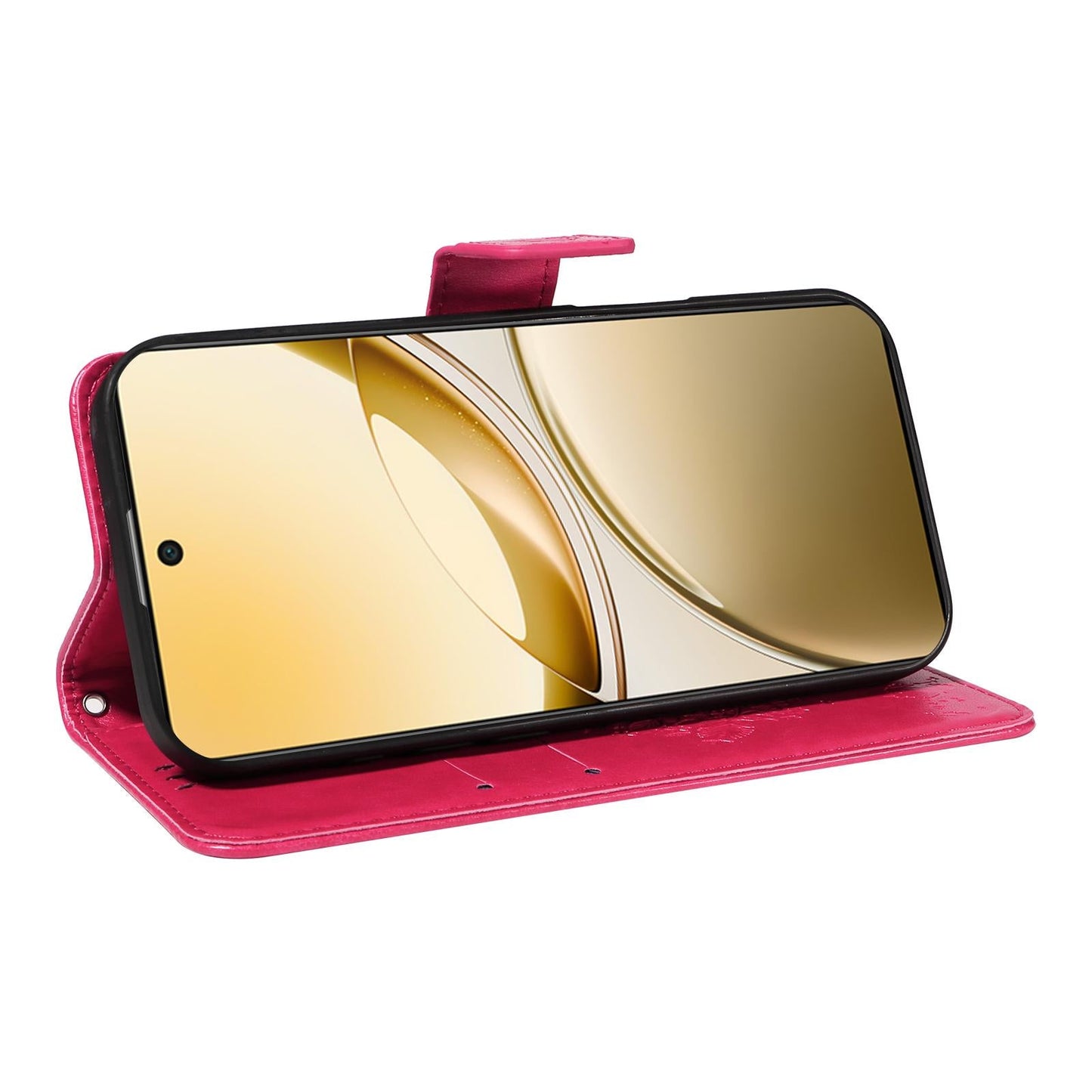 For vivo V50 5G Global Tree & Cat Embossed Pattern Flip Leather Phone Case(Rose Red)