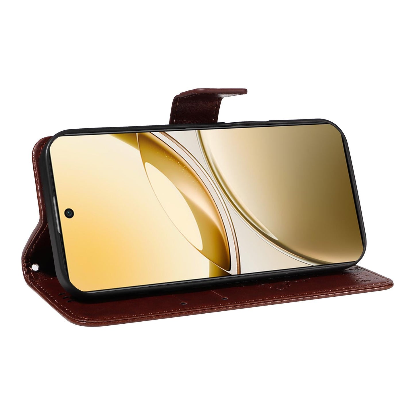 For vivo V50 5G Global Tree & Cat Embossed Pattern Flip Leather Phone Case(Coffee)