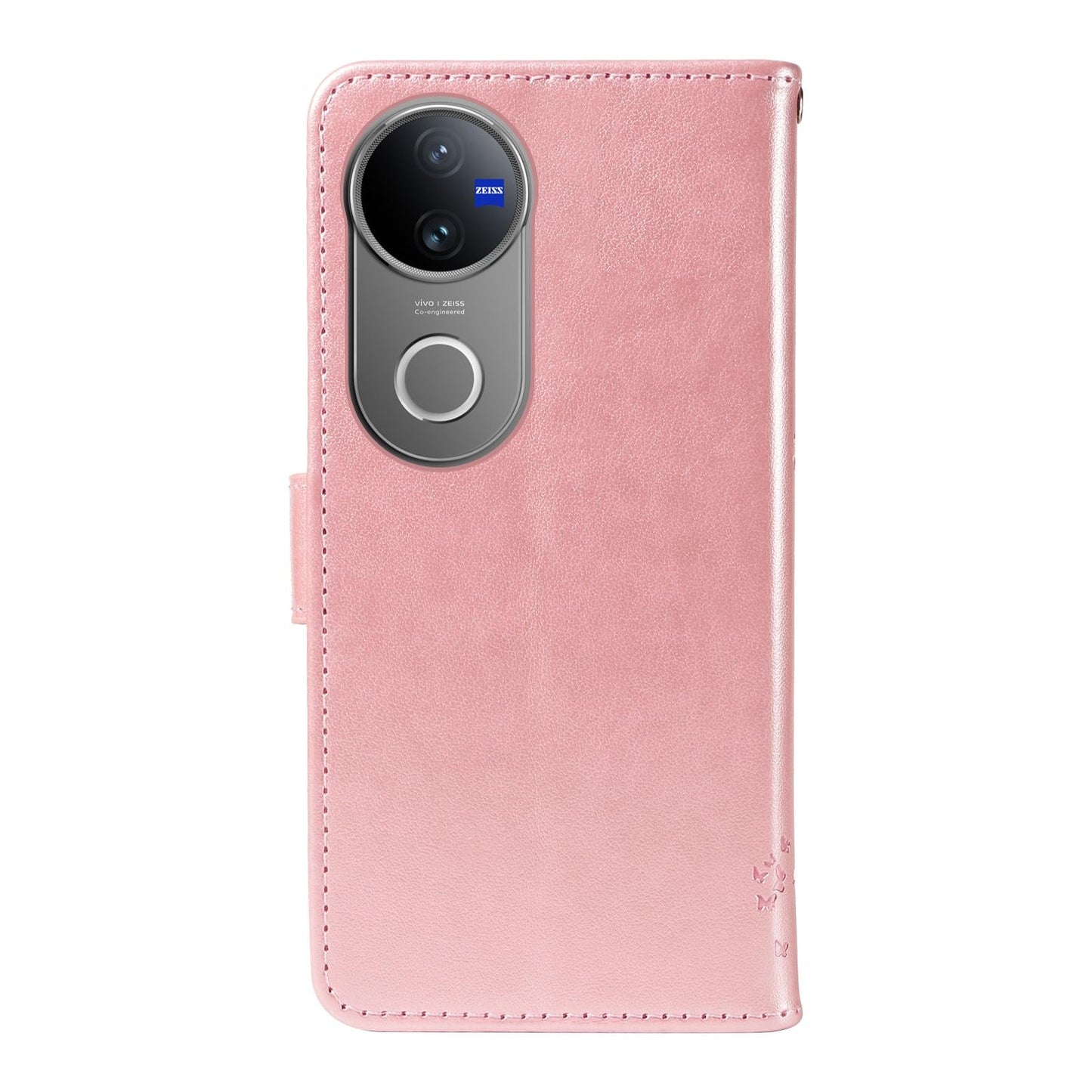 For vivo V50 5G Global Tree & Cat Embossed Pattern Flip Leather Phone Case(Rose Gold)