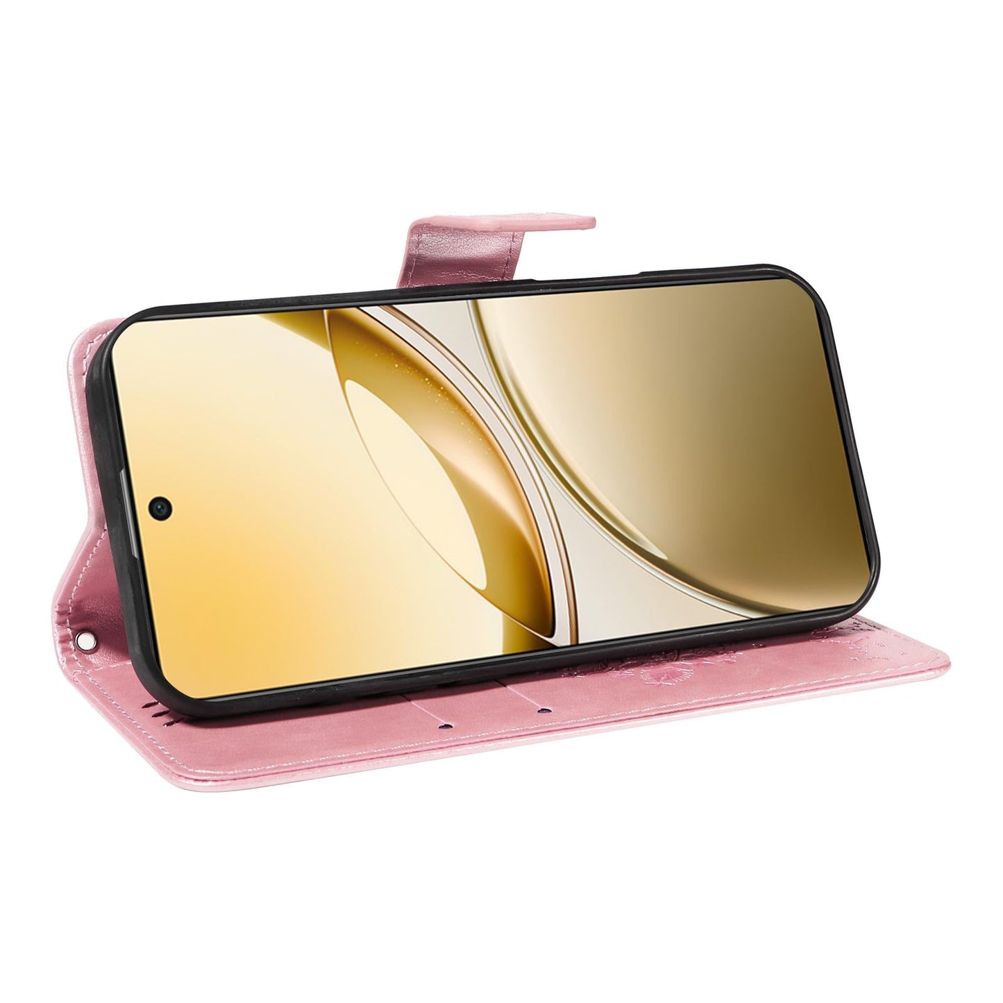 For vivo V50 5G Global Tree & Cat Embossed Pattern Flip Leather Phone Case(Rose Gold)