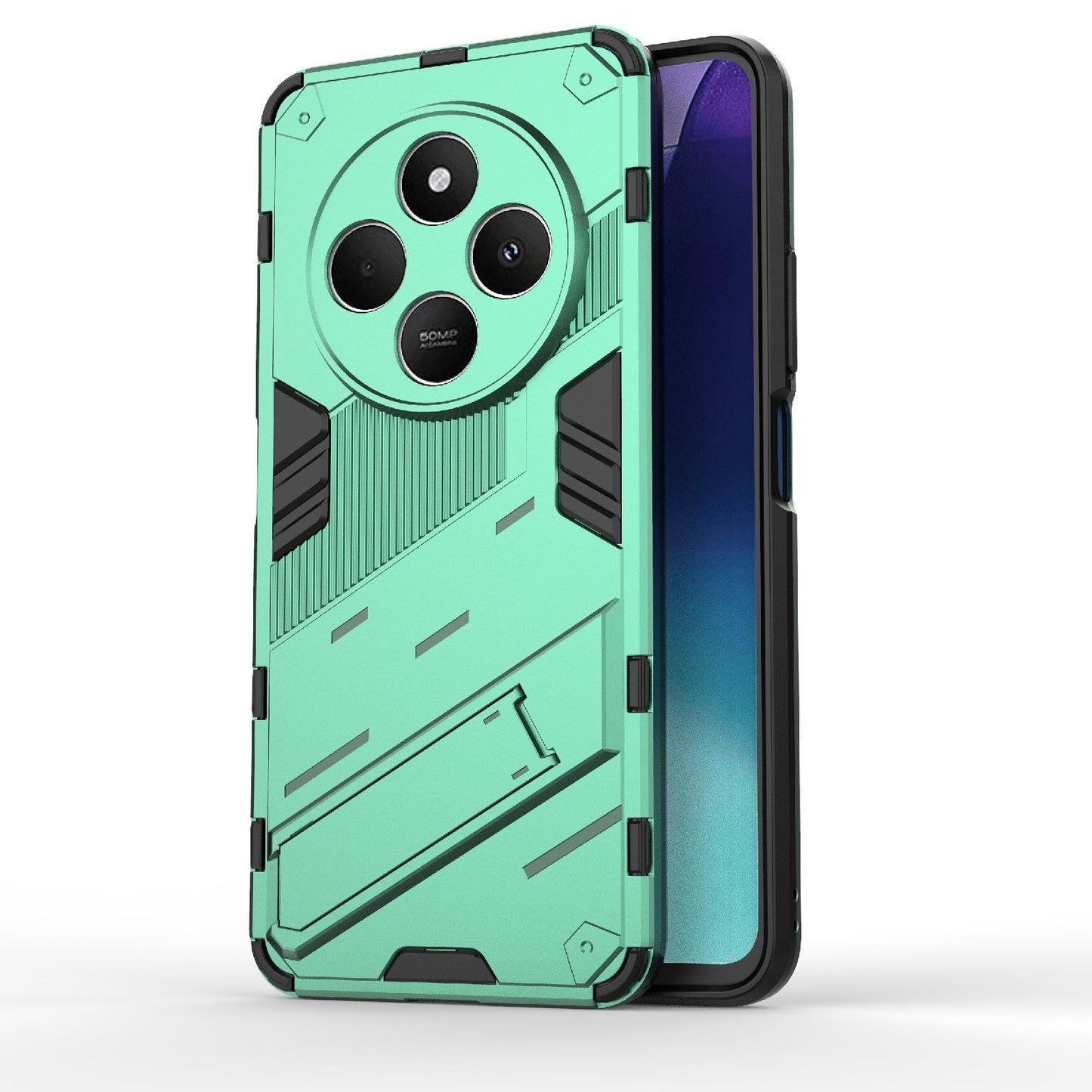 For Redmi 14C 4G Global Punk Armor 2 in 1 PC + TPU Phone Case with Holder(Green)