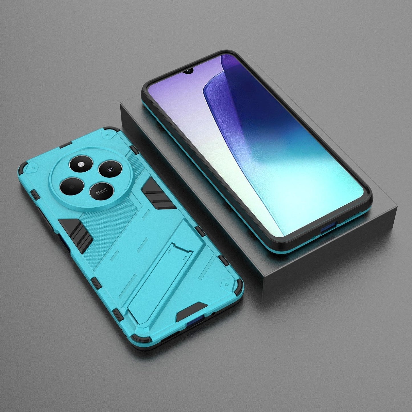 For Redmi 14C 4G Global Punk Armor 2 in 1 PC + TPU Phone Case with Holder(Blue)