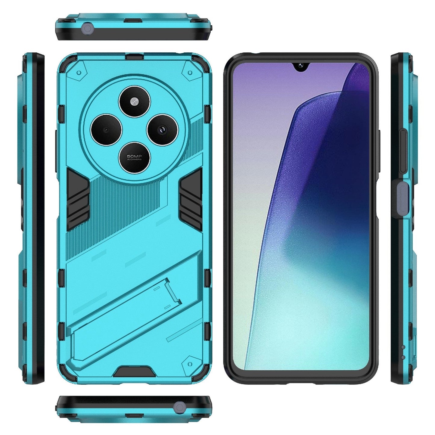 For Redmi 14C 4G Global Punk Armor 2 in 1 PC + TPU Phone Case with Holder(Blue)