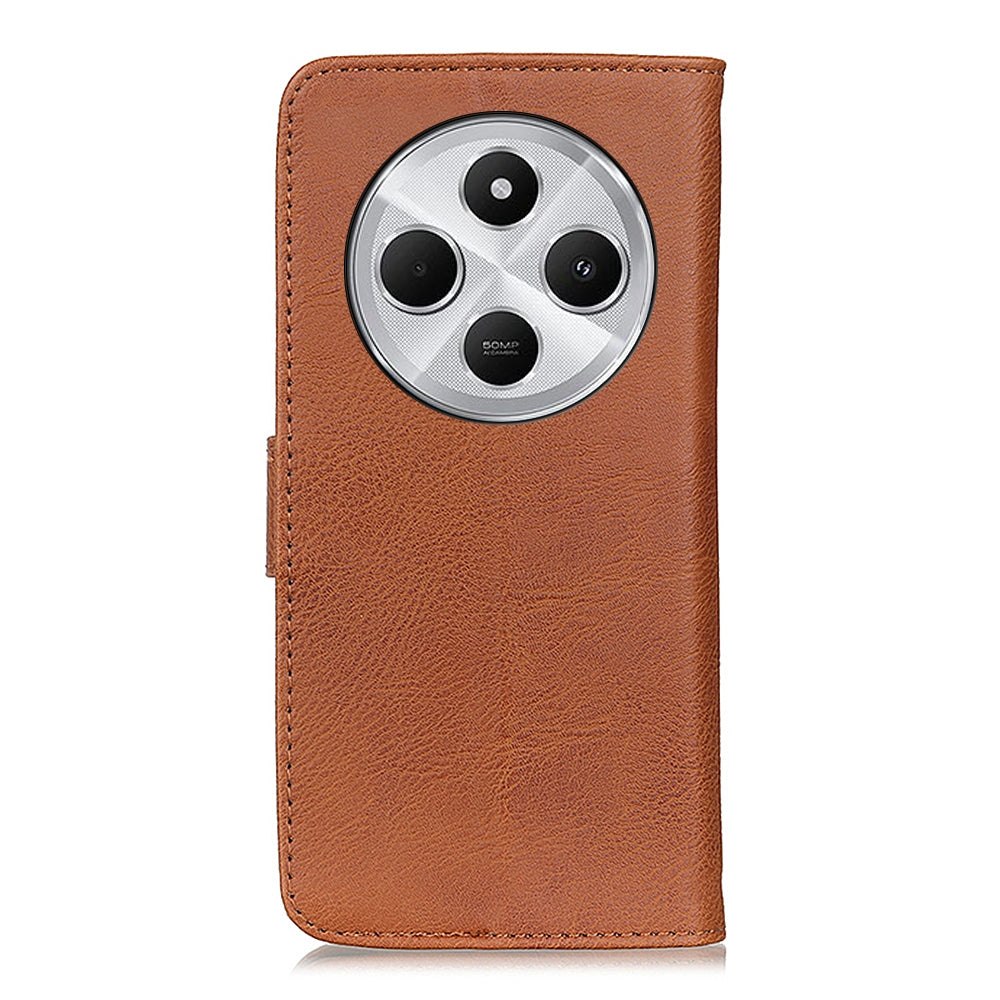For Redmi 14C 4G KHAZNEH Cowhide Texture Horizontal Flip Leather Phone Case(Brown)