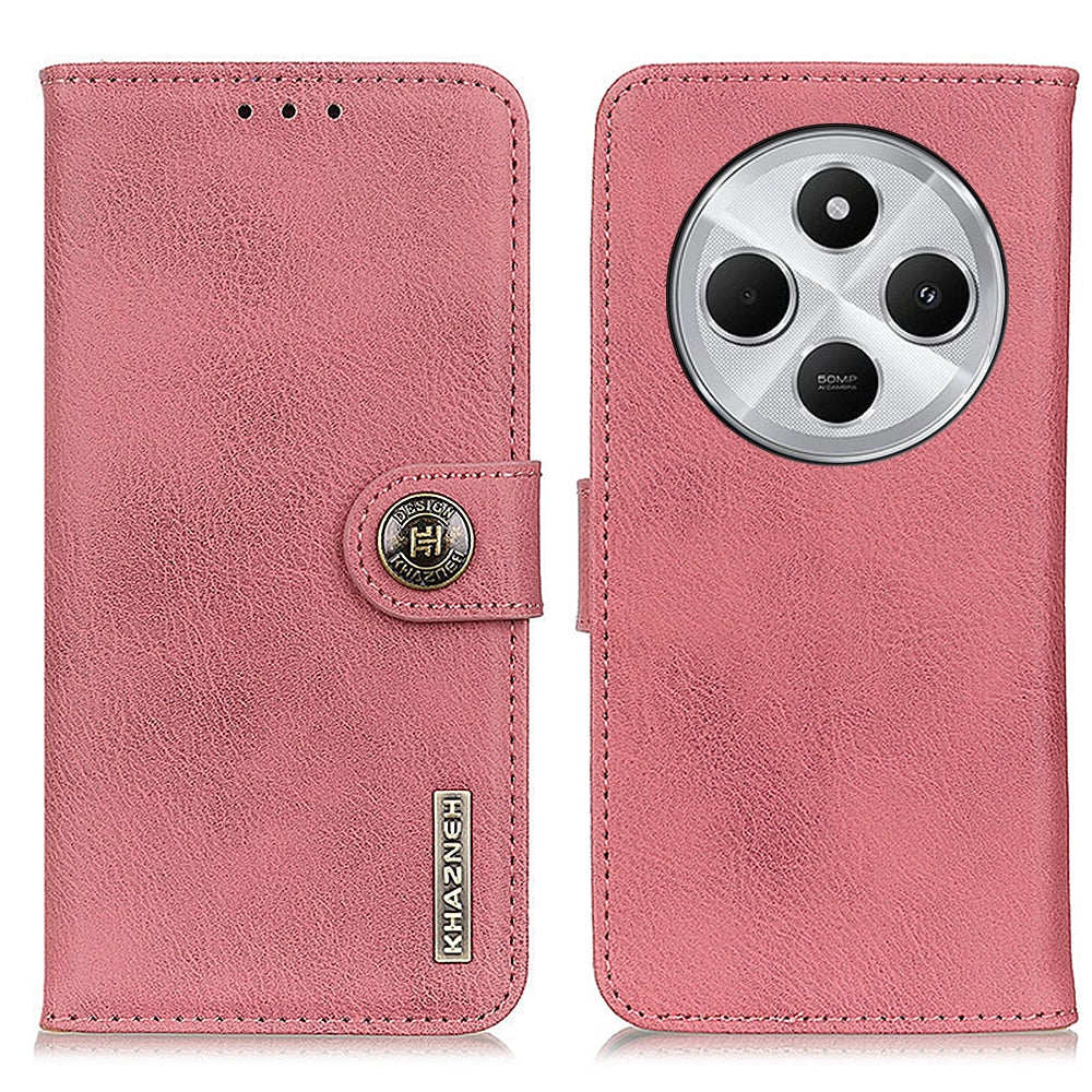 For Redmi 14C 4G KHAZNEH Cowhide Texture Horizontal Flip Leather Phone Case(Pink)