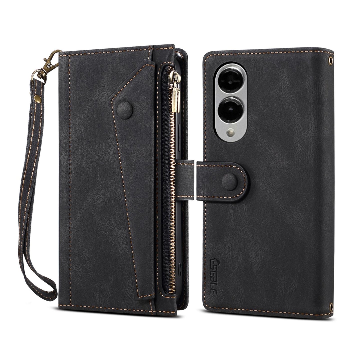 For Samsung Galaxy S25 Edge 5G ESEBLE Retro Frosted RFID Flip Leather Phone Case(Black)