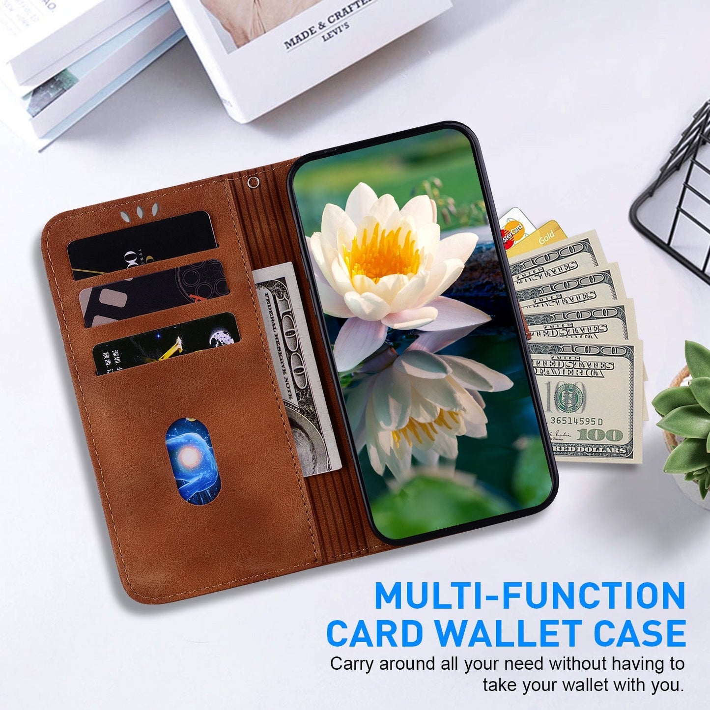 For iPhone 16e Lotus Embossed Leather Phone Case(Brown)