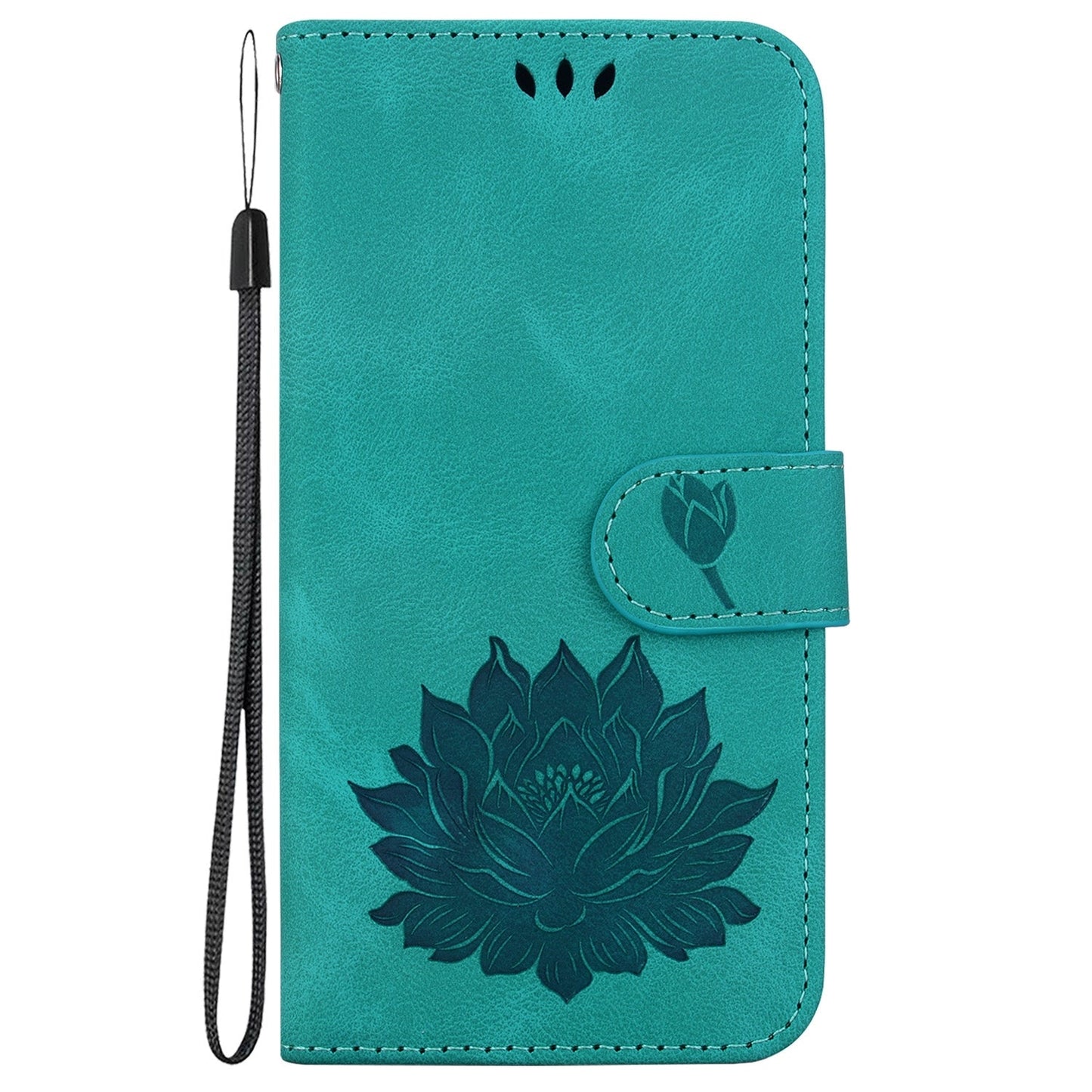 For iPhone 16e Lotus Embossed Leather Phone Case(Green)
