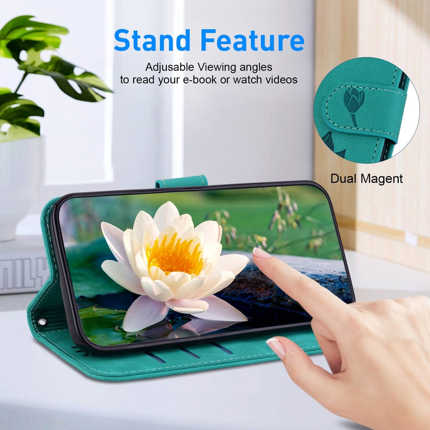 For iPhone 16e Lotus Embossed Leather Phone Case(Green)