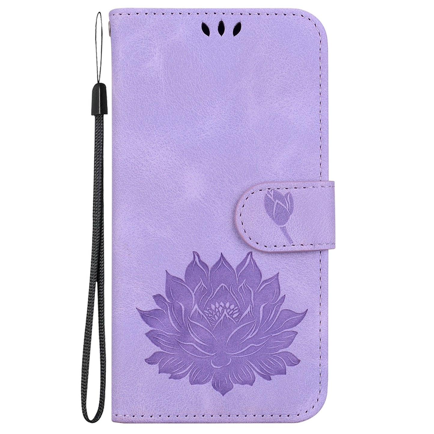 For iPhone 16e Lotus Embossed Leather Phone Case(Purple)