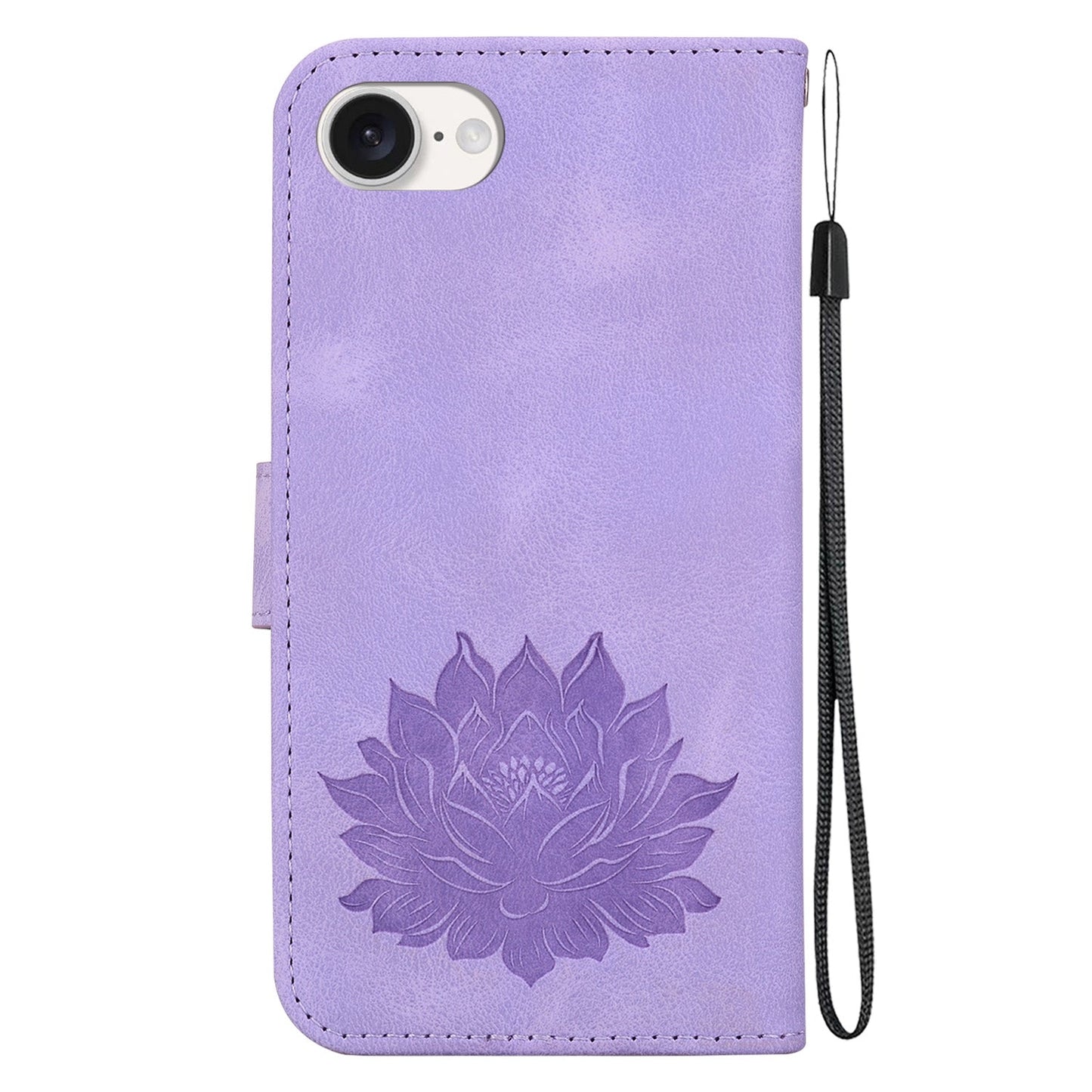 For iPhone 16e Lotus Embossed Leather Phone Case(Purple)