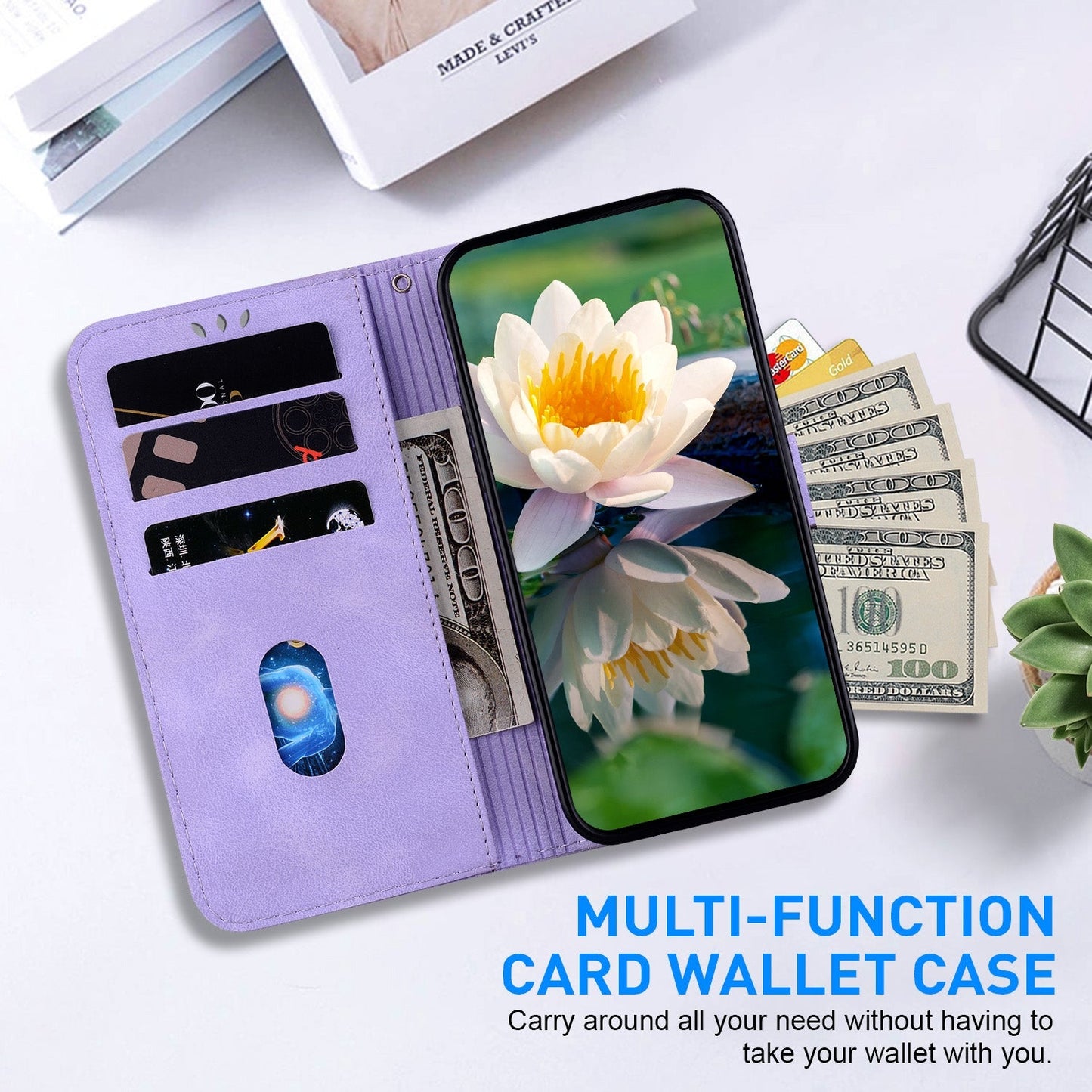 For iPhone 16e Lotus Embossed Leather Phone Case(Purple)