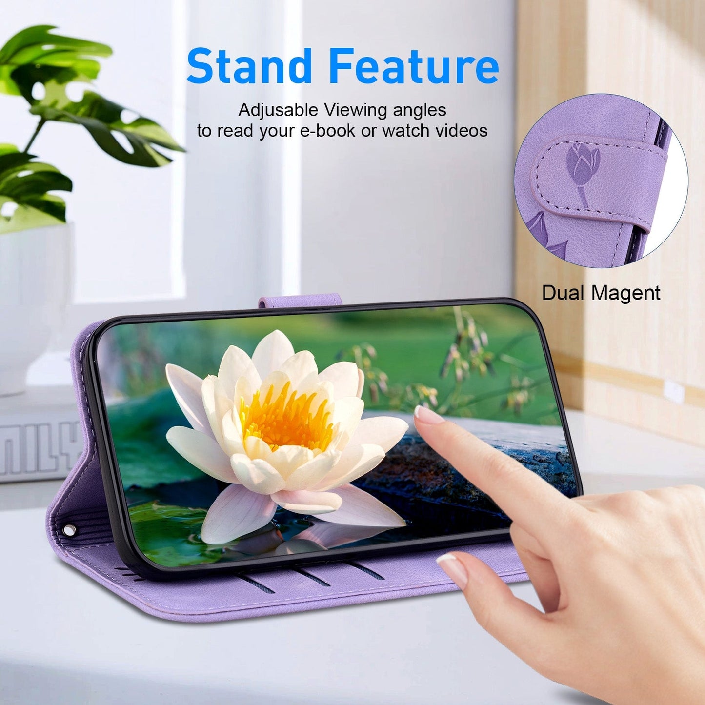 For iPhone 16e Lotus Embossed Leather Phone Case(Purple)