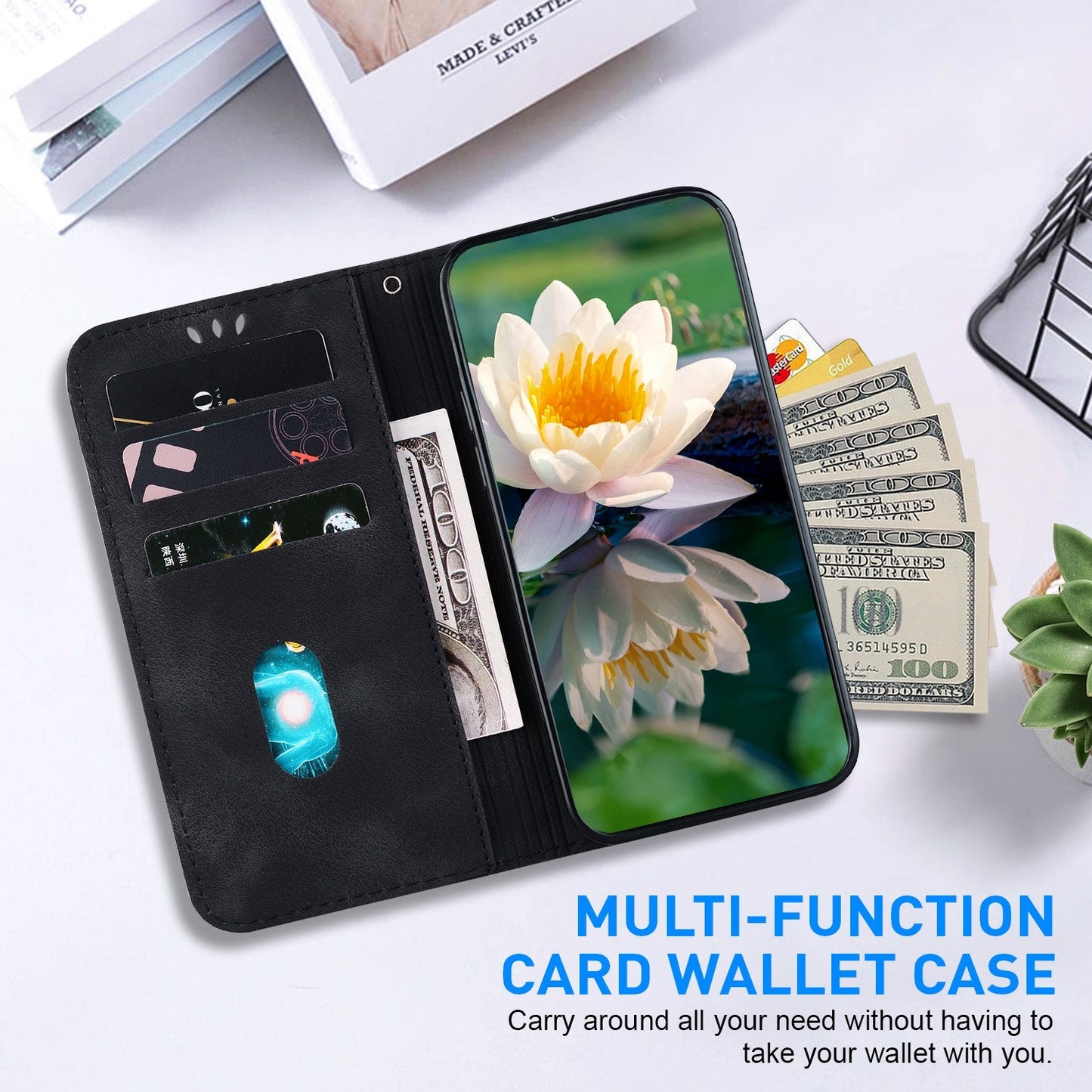For iPhone 16e Lotus Embossed Leather Phone Case(Black)
