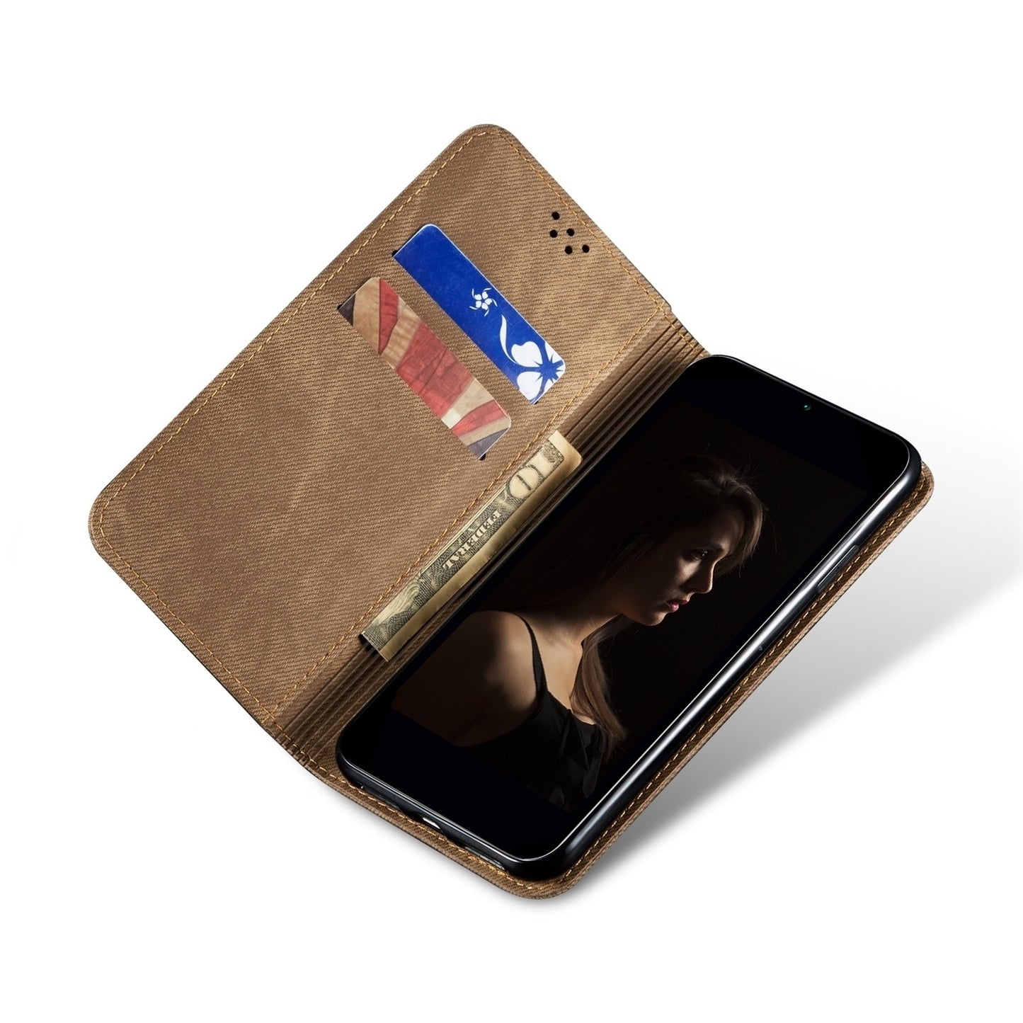 For Xiaomi 15 Denim Texture Casual Style Horizontal Flip Leather Case(Khaki)